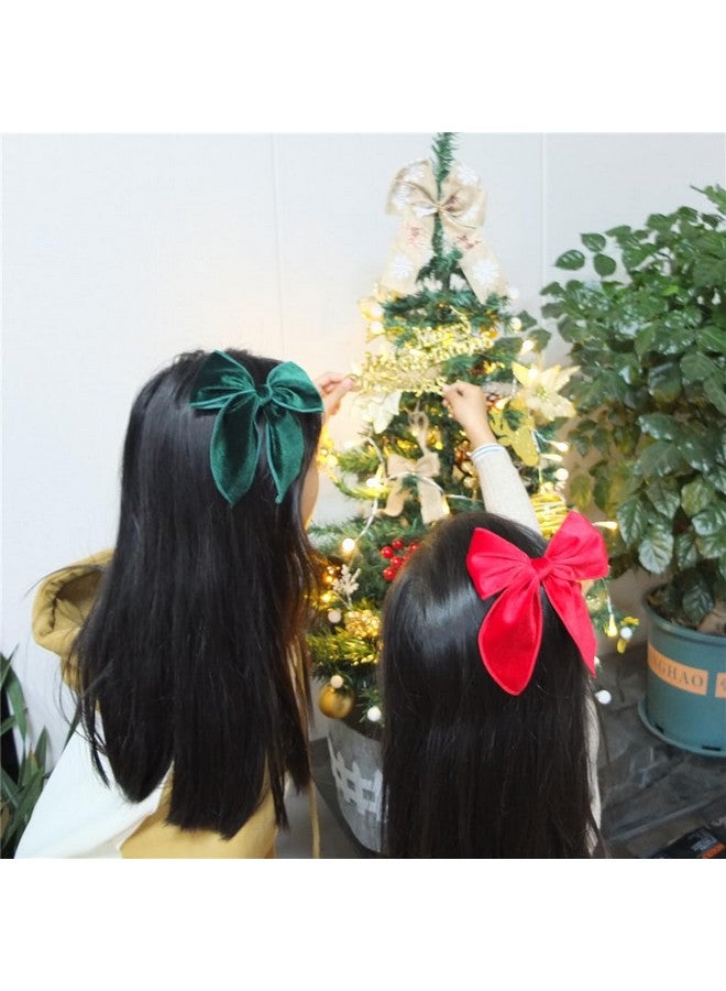 Sugarmelon Velvet Plaid Bow Hair Clips and Accessories for Little Girls and Baby Moms - Red Green White Christmas Fable (4 Pack) - Image 3