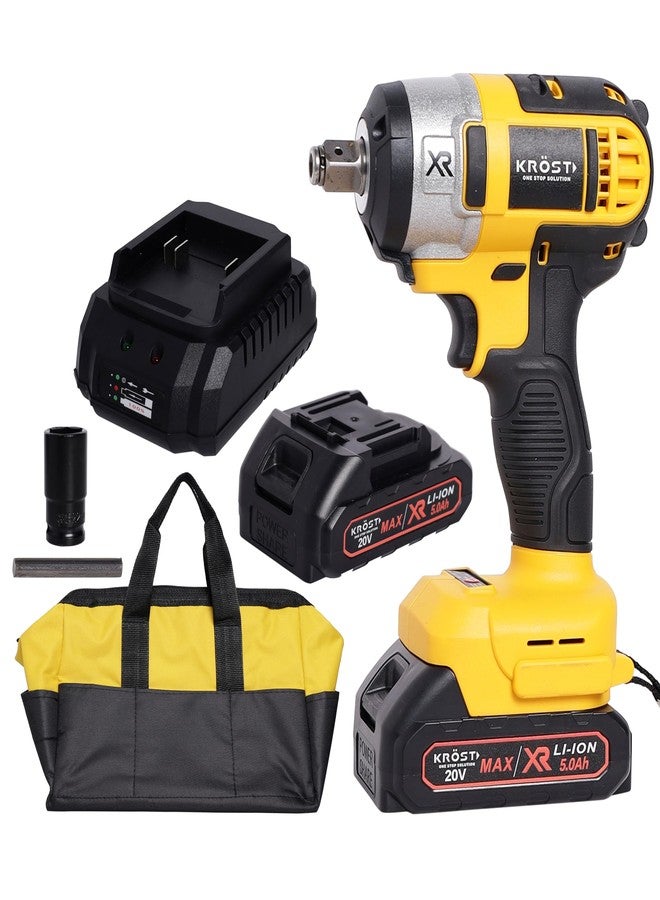 KROST 20V XR Li-ion Cordless Impact Wrench Brushless Impact Driver with 2 Batteries and Garage Tool Bag. Ideal Tool for Two-Wheelers (Impact Wrench) - Image 1
