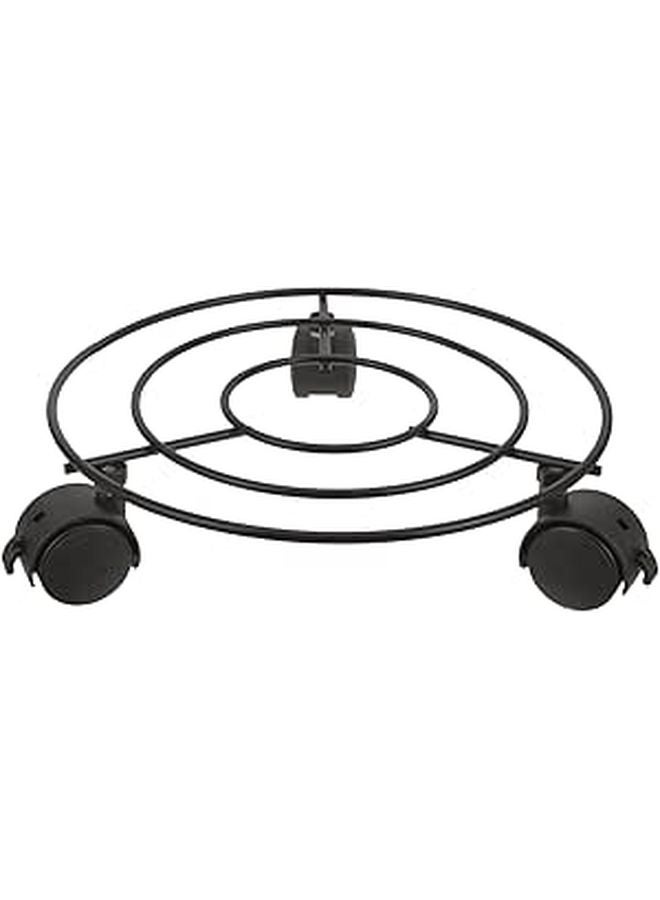 Lockable Rolling Plant Stand With Casters 25Cm Small Iron Flowerpot Holder For Patio Balcony Garden - Image 1