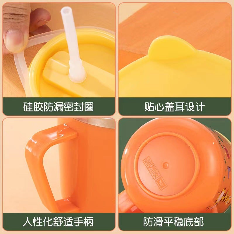 Children'S Water Cup With Scale Drinking Water Drop-Resistant 304 Stainless Steel Direct Drinking Drinking Drinking Cup Straw Cup Baby Milk Cup - Image 3