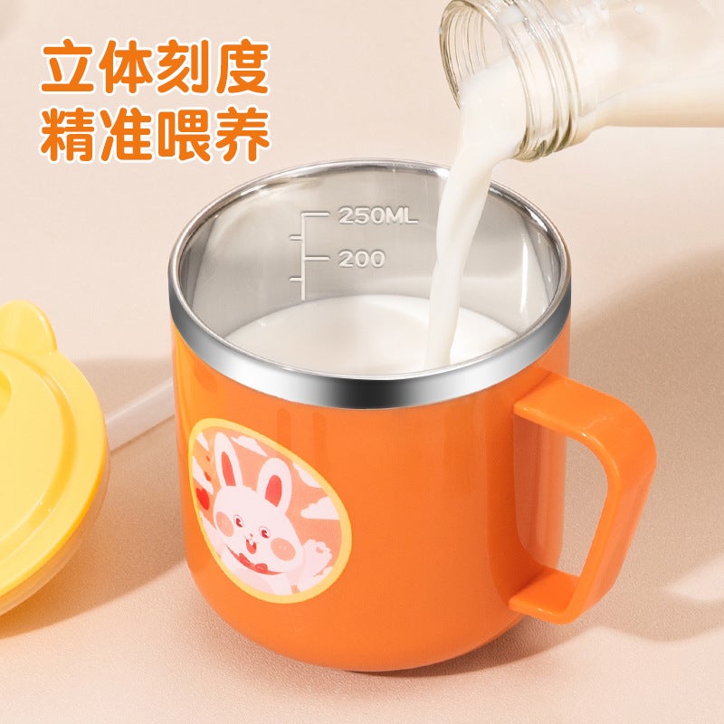 Children'S Water Cup With Scale Drinking Water Drop-Resistant 304 Stainless Steel Direct Drinking Drinking Drinking Cup Straw Cup Baby Milk Cup - Image 4