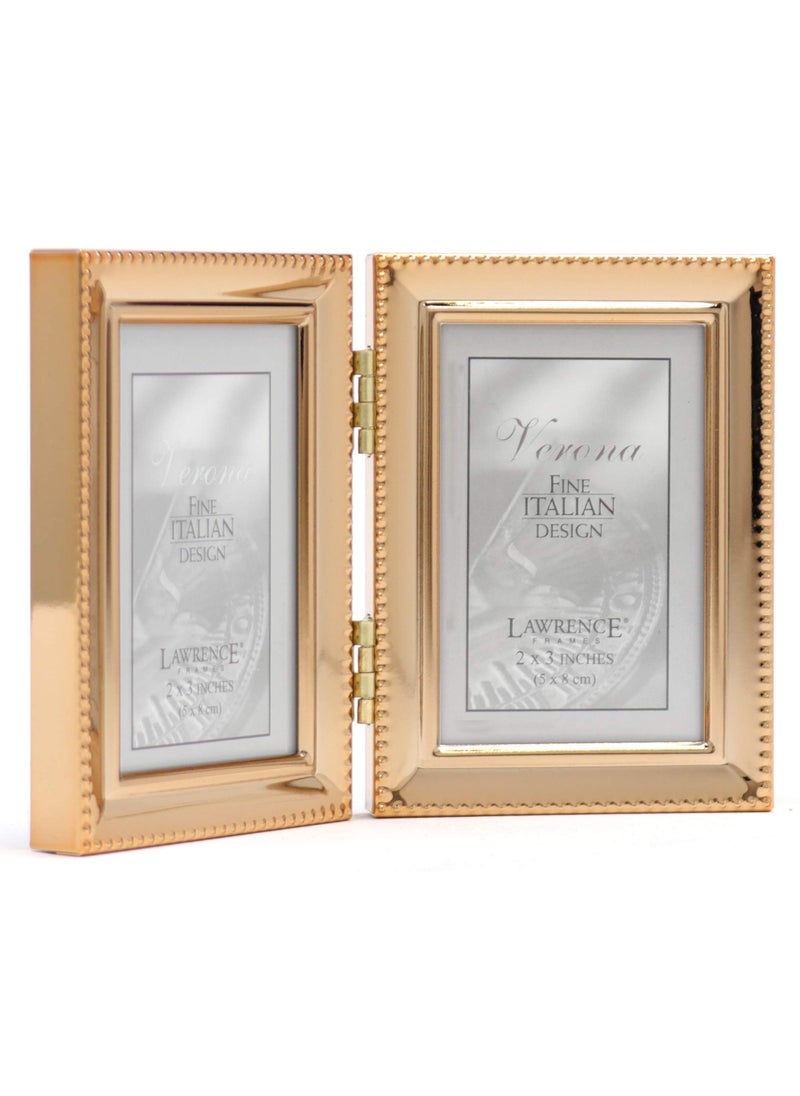 Lawrence Frames Lawrence Frames Bead Border Design  2.5x3.5 Double  Gold  - Image 2