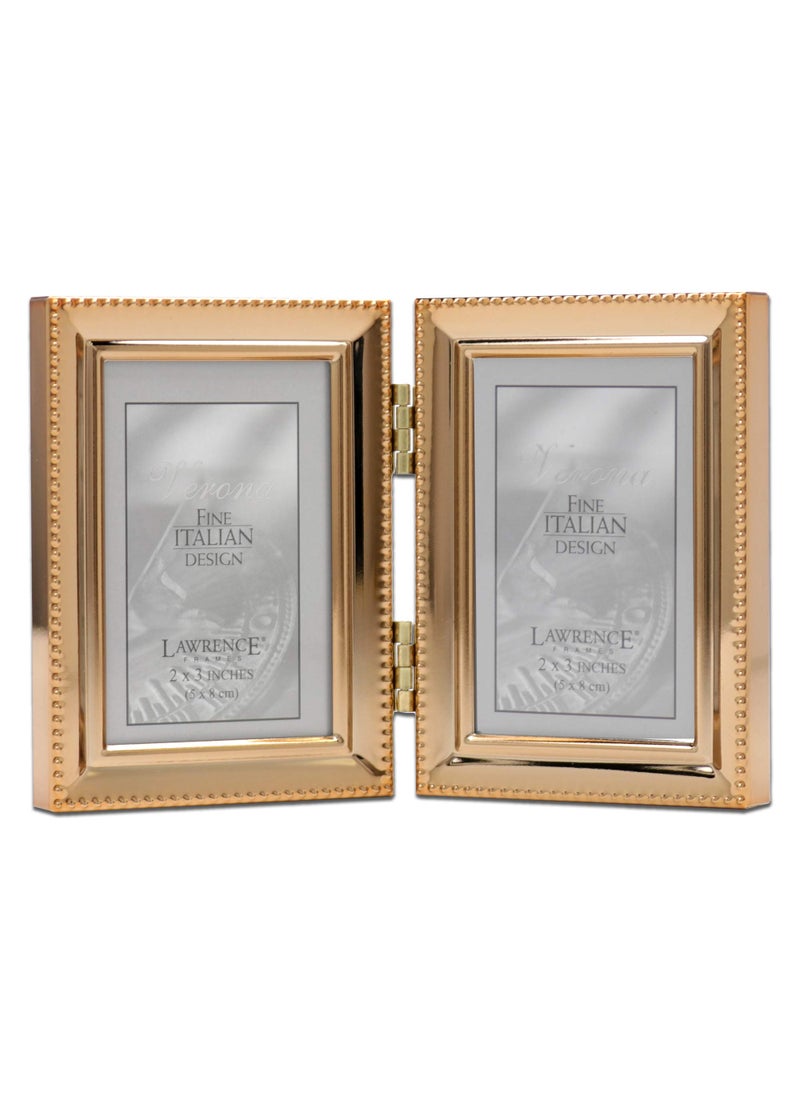 Lawrence Frames Lawrence Frames Bead Border Design  2.5x3.5 Double  Gold  - Image 1