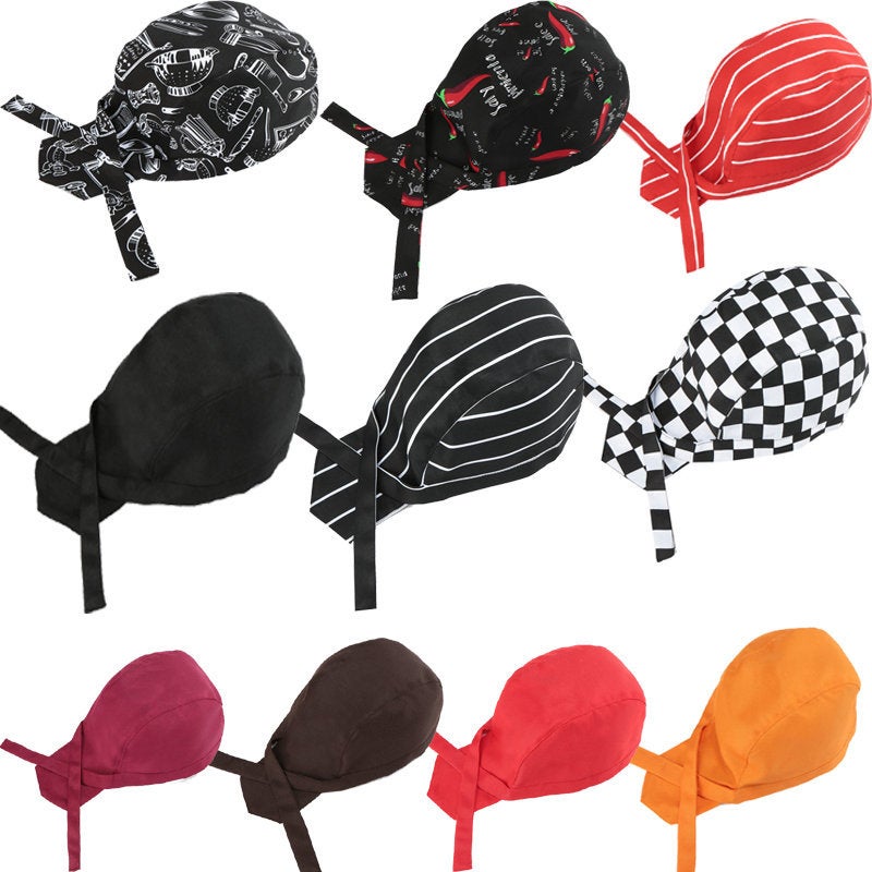 Pirate Chef Cap with Streamer Unisex Work Hat Coffee  - Image 5