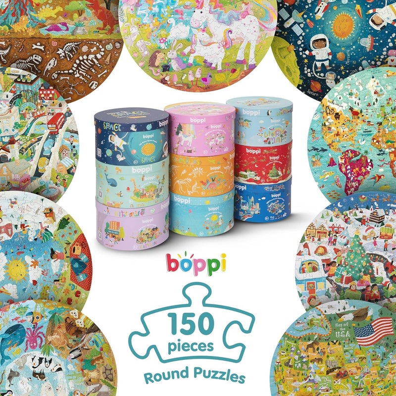 Boppi Animals of the World Jigsaw Kids Round Puzzle for Children Age 5-8 Year Olds - 100% Recycled Card 150 Piece Animal Jigsaw Puzzles for Kids 5+ Years Old by - Image 4