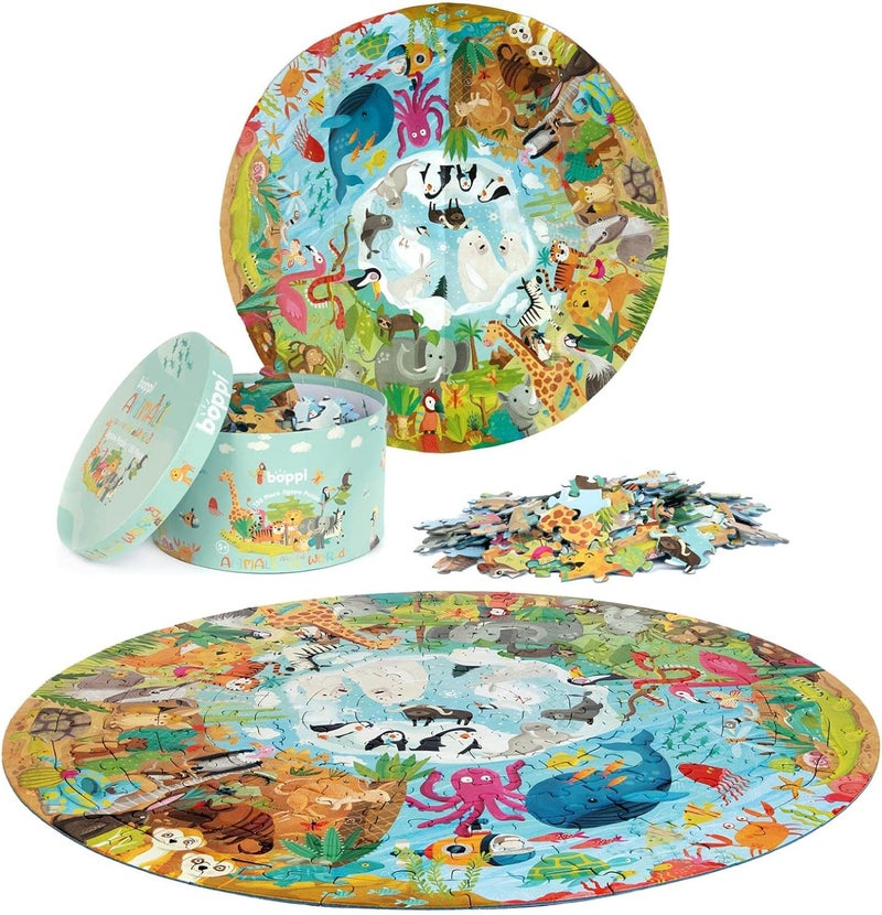 Boppi Animals of the World Jigsaw Kids Round Puzzle for Children Age 5-8 Year Olds - 100% Recycled Card 150 Piece Animal Jigsaw Puzzles for Kids 5+ Years Old by - Image 3