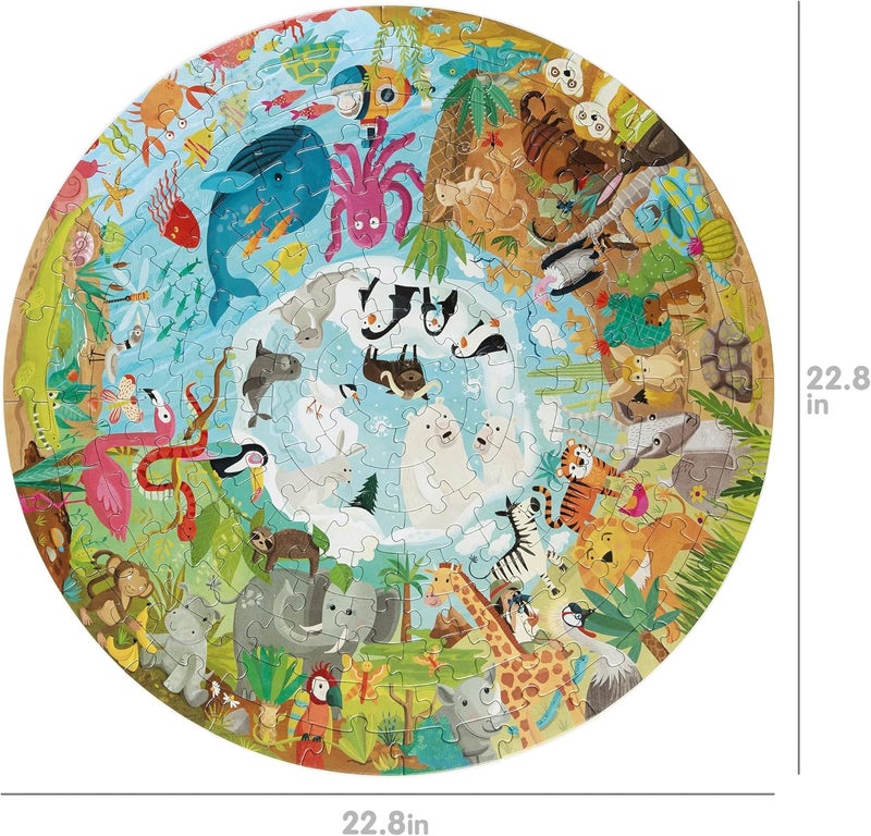Boppi Animals of the World Jigsaw Kids Round Puzzle for Children Age 5-8 Year Olds - 100% Recycled Card 150 Piece Animal Jigsaw Puzzles for Kids 5+ Years Old by - Image 2