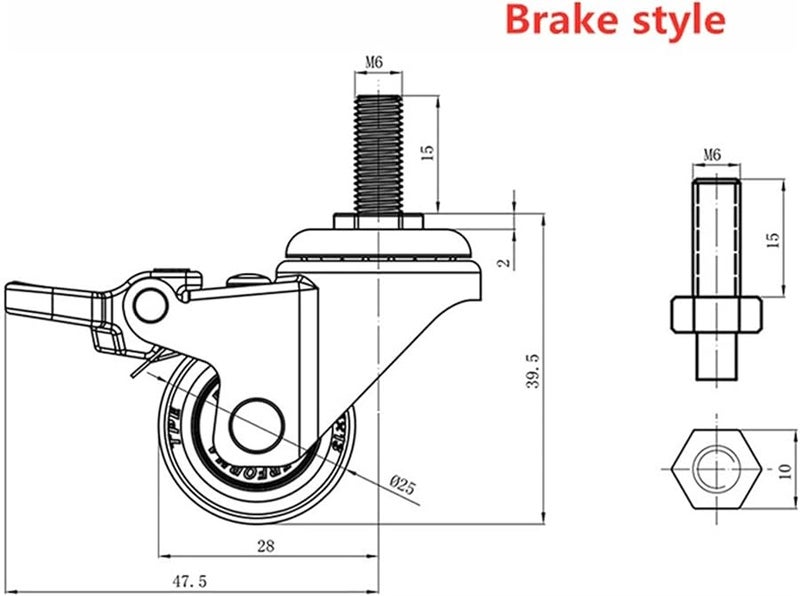 4Pcs 1 Inch Rubber Silent Screw Non Scratch Floor Furniture Casters Single Load 11kg Color A - Image 5