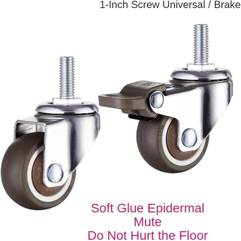 4Pcs 1 Inch Rubber Silent Screw Non Scratch Floor Furniture Casters Single Load 11kg Color A - Image 4