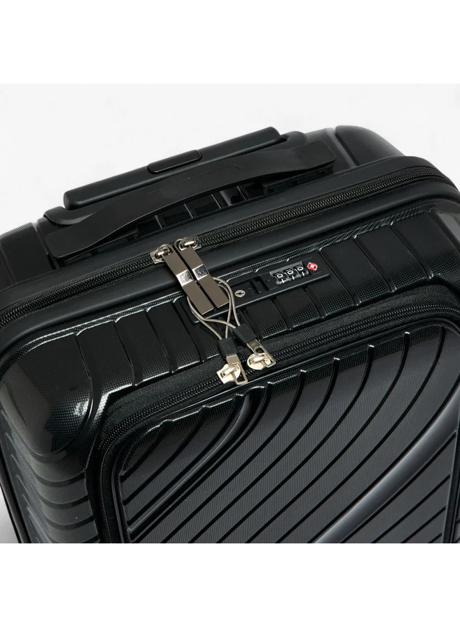 Oaklan by Shoexpress Unisex Textured Hardcase Trolley Bag with Retractable Handle - 20 Inches Check-in Bag