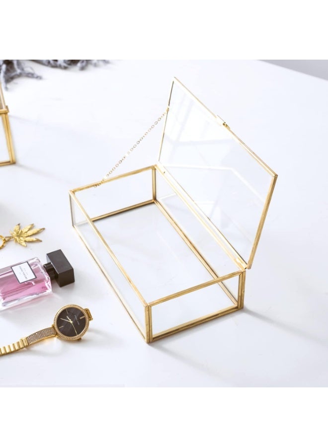 توشيونيكس صندوق مجوهرات زجاجي مكون من قطعتين T113679 – صندوق تخزين مستطيل فاخر مزخرف (24×16×6.5 سم) - Image 5