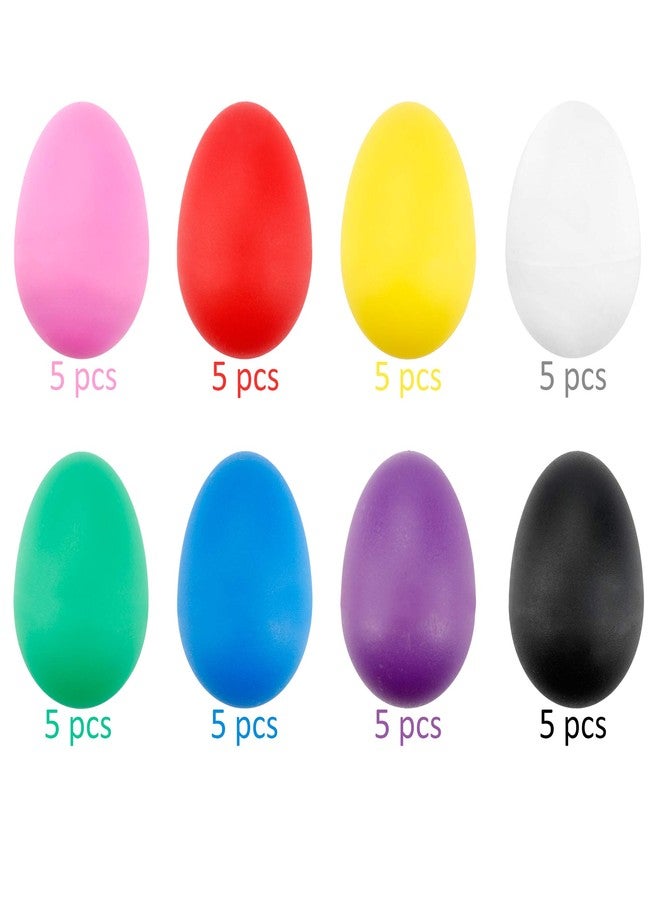 Augshy 40PCS Plastic Egg Shakers Percussion Musical Maracas Easter Eggs with a Storage Bag for Music Learning DIY Painting - Image 2