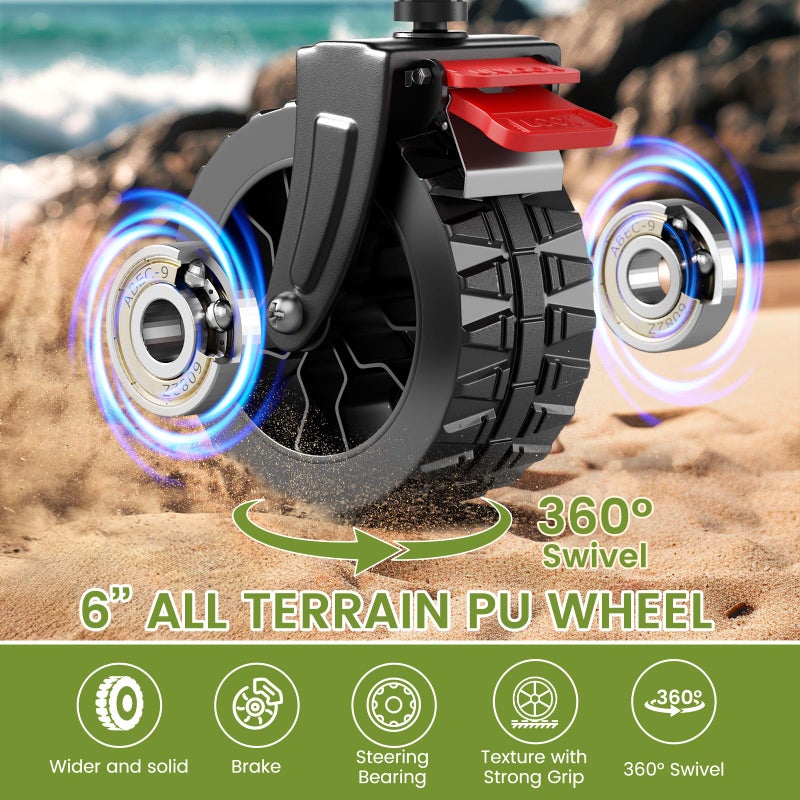 Blomoba Collapsible Wagon Cart, 150L Heavy Duty Foldable Beach Wagon with Wider Wheels & Auto-Rebound Handle, Utility Grocery Shopping Cart for Garden, Shopping, Camping, Sports, Pink - Image 2