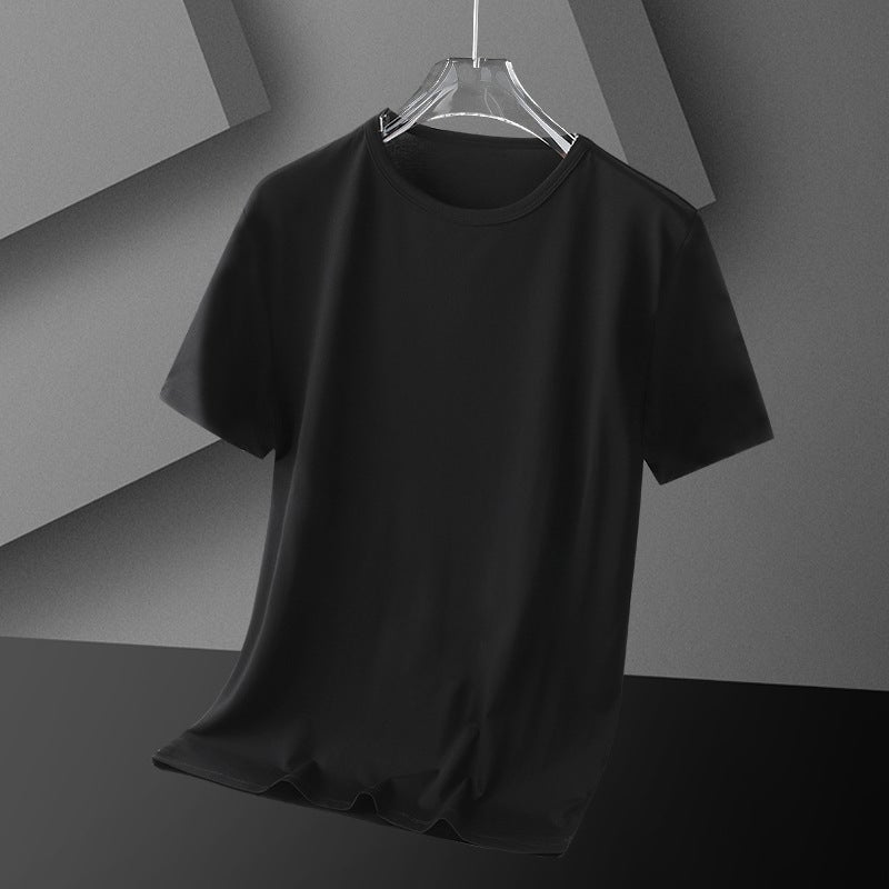 Ice Silk Solid Color T-Shirt Short Sleeve Men'S New Trendy Loose Fit Summer Slim Versatile Stylish Youth Top - Image 5