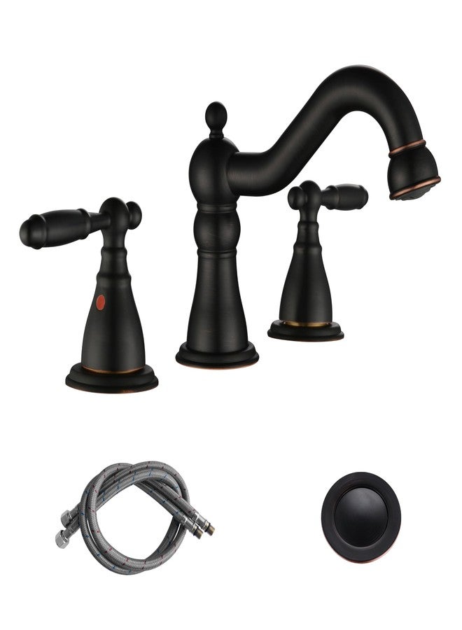 RKF Bathroom Faucets for Sink 3 Oil Rubber Bronze Hole 8 inch Widespread Bathroom Sink Faucet with Drain Double Lever Handle Faucet Bathroom Vanity Faucet Basin Mixer Tap WF013-ORB - Image 1