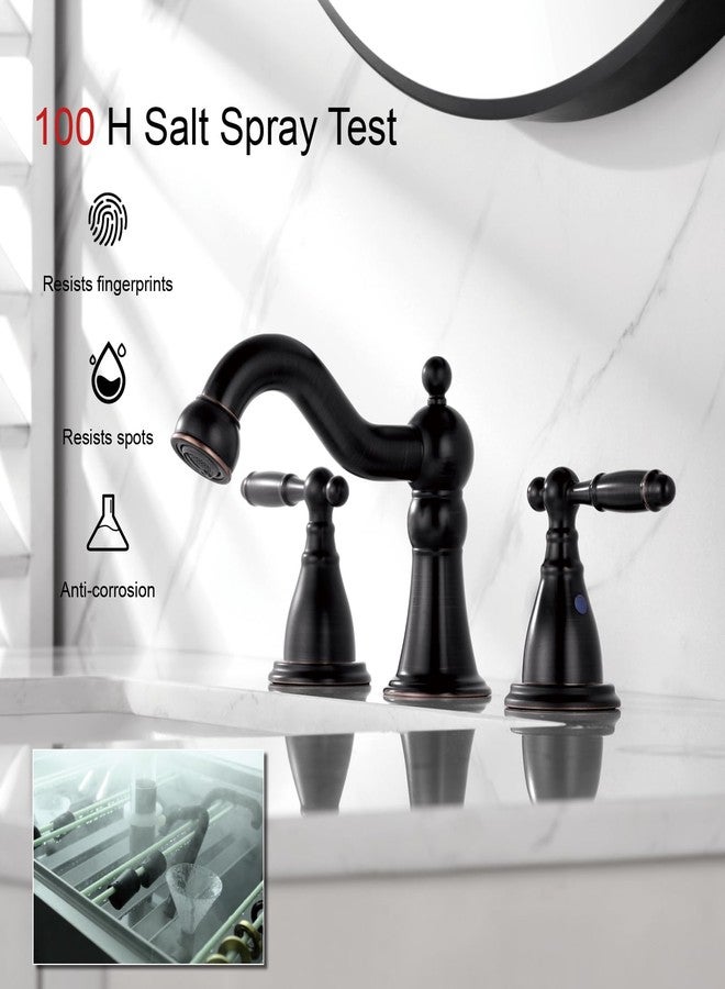 RKF Bathroom Faucets for Sink 3 Oil Rubber Bronze Hole 8 inch Widespread Bathroom Sink Faucet with Drain Double Lever Handle Faucet Bathroom Vanity Faucet Basin Mixer Tap WF013-ORB - Image 4