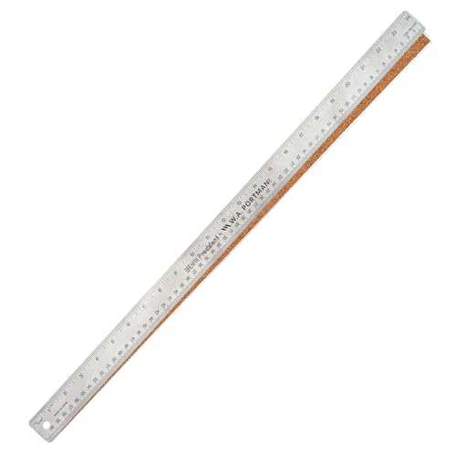 Breman Precision Metal Ruler 24 Inch Cork Back- Straight Edge 24 Inch Metal Ruler with Cork Backing - Flexible & Non-Slip Stainless Steel - Imperial & Metric Graduations for Precision Measuring - Image 1