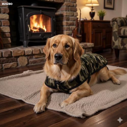 BUSZBO Dog Winter Jacket for Large Size Dogs | Camouflage Design, Waterproof & Windproof Polyester Coat with Fleece, Adjustable Velcro Closure, Warm Vest for Cold Weather (24 Inch) - Image 4