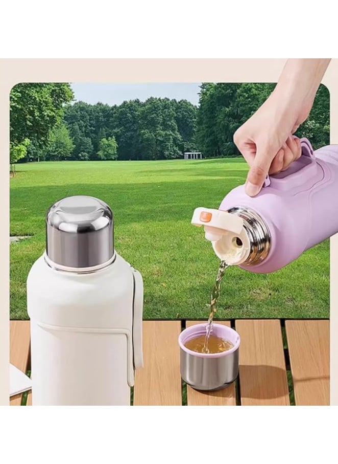 TYCOM - Thermal Insulated Water Bottle 1000 ML 316 Stainless Steel Double Wall Vacuum insulated Water Bottles for Hot Cold Water Gym Bottle Flask Bottle Side Handle - Image 1