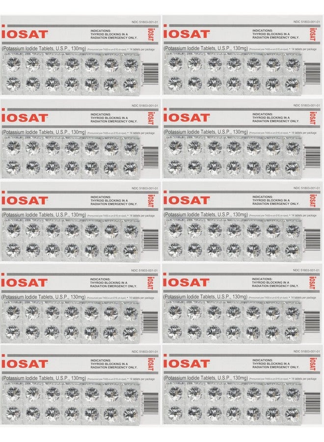 iOSAT Potassium Iodide Tablets, 130 mg (14 Tablets each) - 10 packs - Image 1