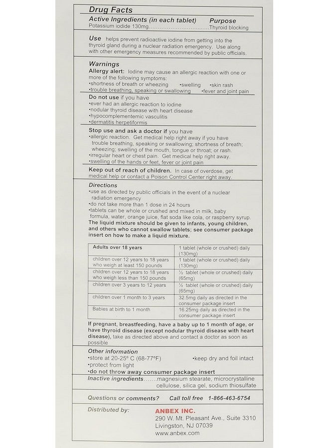 iOSAT Potassium Iodide Tablets, 130 mg (14 Tablets each) - 10 packs - Image 2
