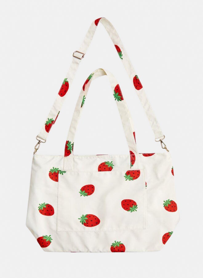 FOREVER 21 Strawberry Print Tote Bag  - Image 1