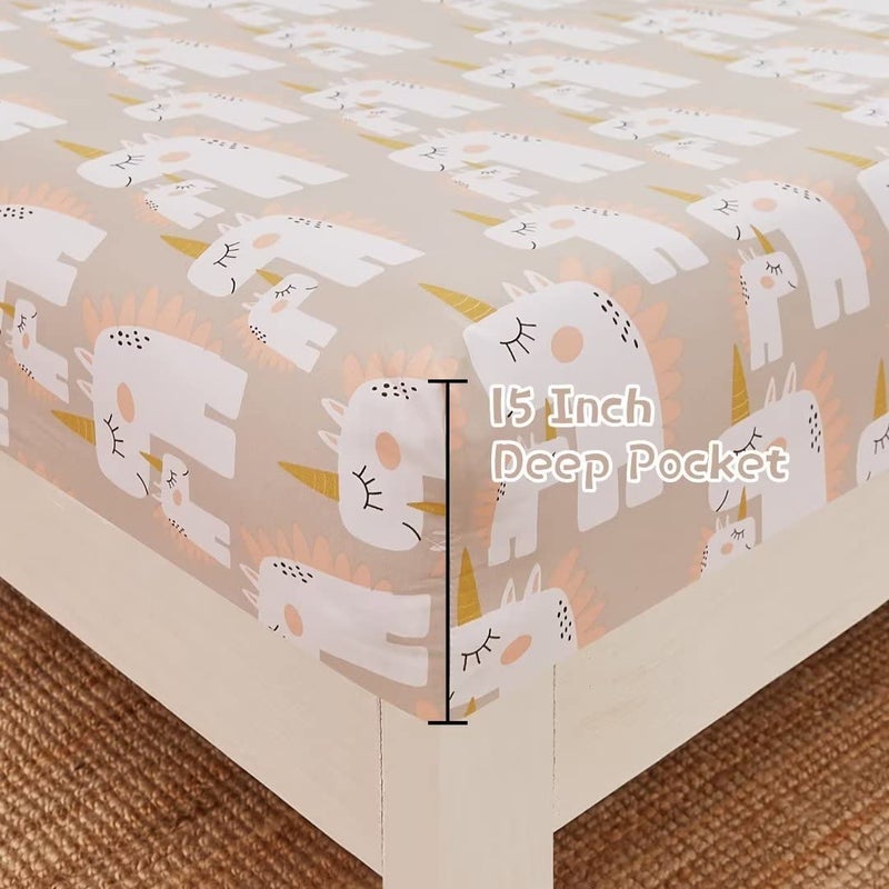 JSD Pink Unicorn Kids Printed Sheet Set Twin Size  3 Piece Soft Microfiber Pattern Bed Sheets for Girls Deep Pocket - Image 4