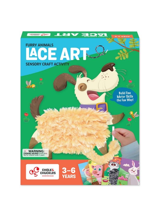 CHALK AND CHUCKLES Art And Craft Kit, Lace Art Furry Animals, No Mess Activity, Diy Lacing Activities For Kids, Gift For Girls, Boys Age 3, 4, 5, 6, 7 Years, Travel Toys - Image 1