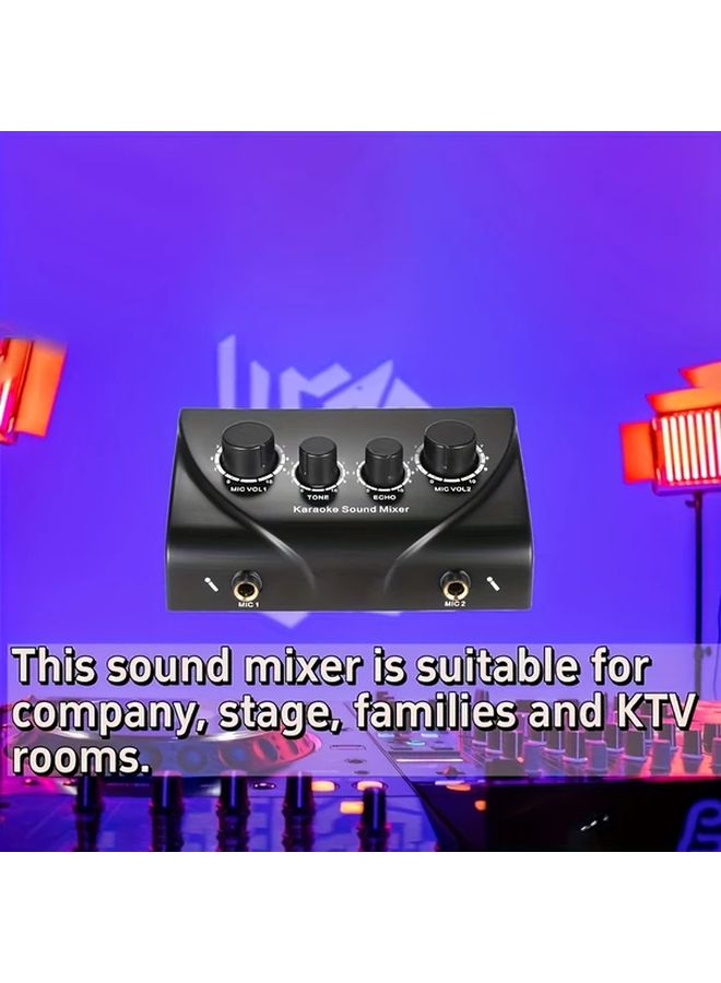 Karaoke Sound Mixer Dual Mic 2 Channel Powered Audio Mixer with Headphone Amplifier - Image 4