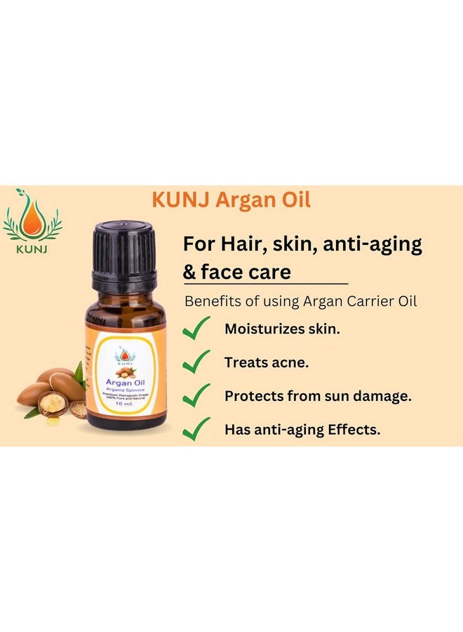 KUNJ Argan Oil (Argania spinosa) 10ML - 100% Pure & Natural Undiluted Therapeutic Grade, Cold Pressed, For Hair Growth, Hair Fall Control & Skin Hydration - Image 4