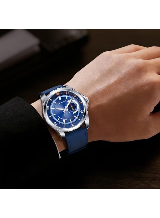 Sapphero Men's Quartz Analog Watch with Date, Subdial, and Leather Strap, Water Resistant to 50m, for Business, Work, Sports, Casual Wear, Elegant Gift for Men - Image 4