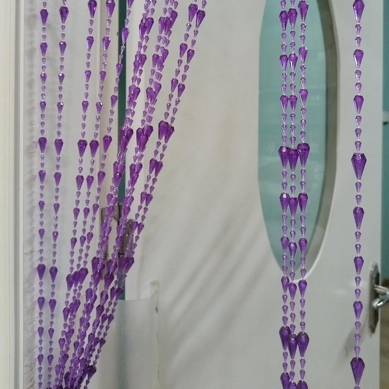 ave split Beaded Curtain Doorways Acrylic Hanging Door Beads String Curtains Tassel Room Divider Screen Decor for Doorway Window Living Room Wedding (042 Purple, 39 inch x 78.7 inch) - Image 1