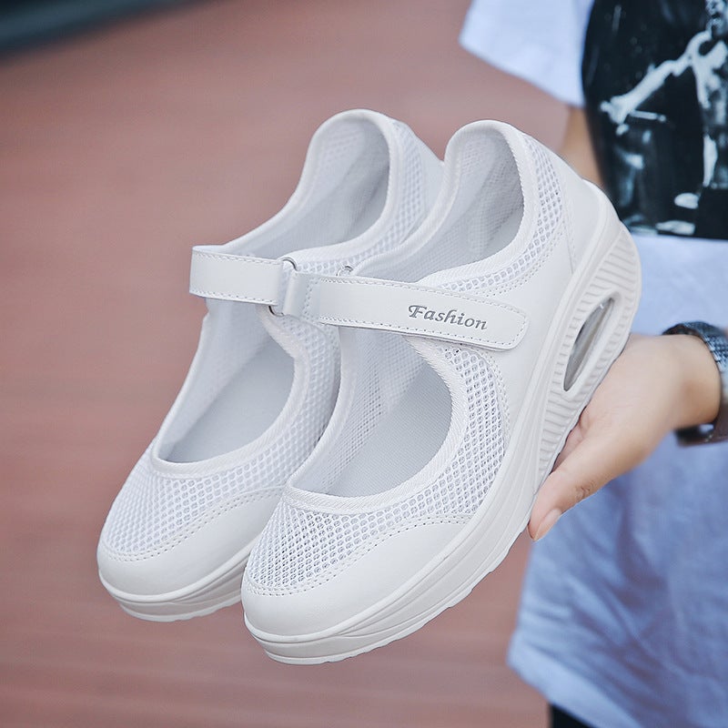 Middle-Aged And Elderly Women'S Shoes Summer Old Beijing Cloth Shoes Women'S Thick-Soled Air Cushion Mother Shoes Breathable Soft-Soled Lightweight Hollow-Out Shoes For The Elderly - Image 4
