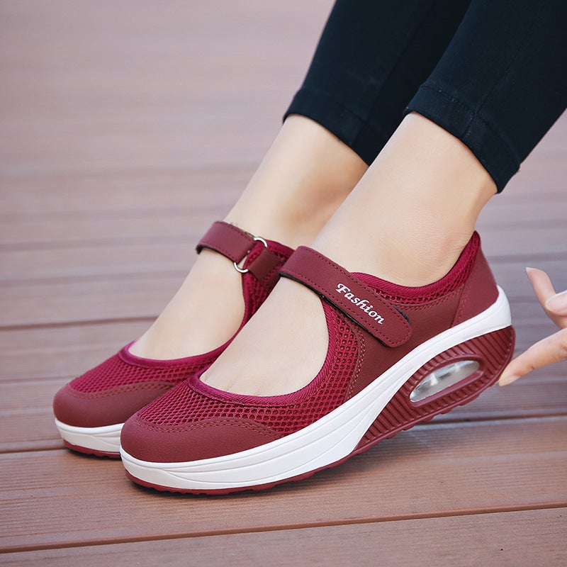 Middle-Aged And Elderly Women'S Shoes Summer Old Beijing Cloth Shoes Women'S Thick-Soled Air Cushion Mother Shoes Breathable Soft-Soled Lightweight Hollow-Out Shoes For The Elderly - Image 3