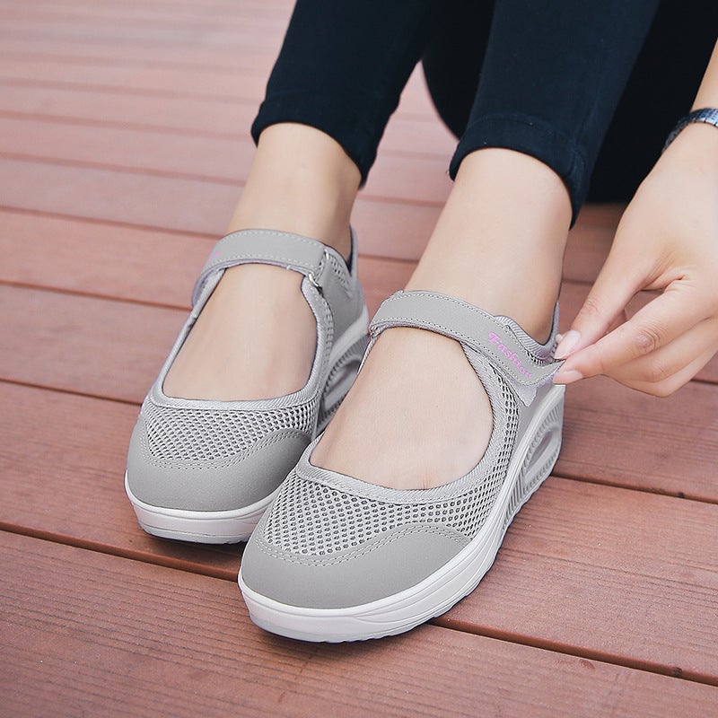 Middle-Aged And Elderly Women'S Shoes Summer Old Beijing Cloth Shoes Women'S Thick-Soled Air Cushion Mother Shoes Breathable Soft-Soled Lightweight Hollow-Out Shoes For The Elderly - Image 5