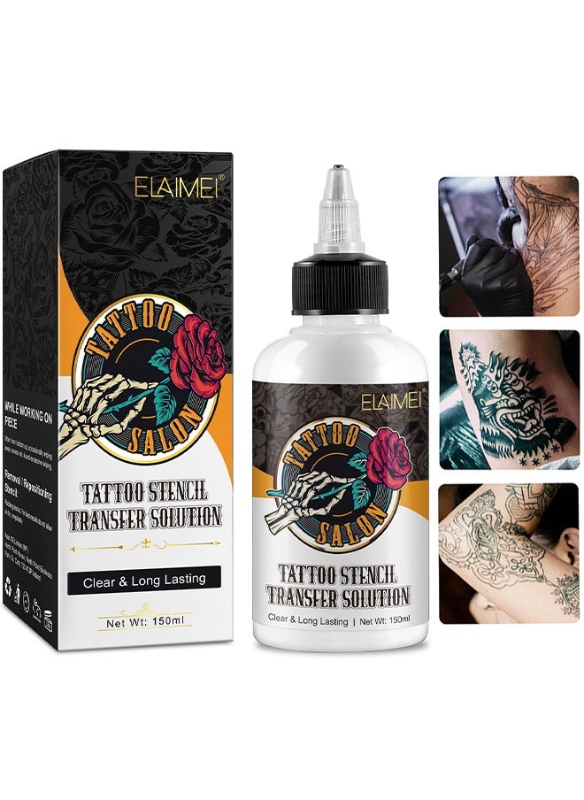Elaimei - 150ML Tattoo Stencil Transfer Gel Solution, Professional Tattoo Stencil Gel Fresh Stencil Primer Stuff Transfer Cream Gel For Tattooing Stickers Paper Machine Tattoo Supplies, Clear And Long-Lasting - Image 1