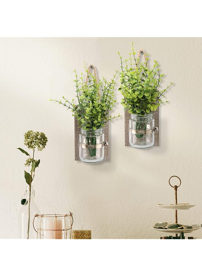 إيروريكس طقم شمعدانات حائط خشبية ريفية بيضاء اللون مع حلقة تعليق - Image 4