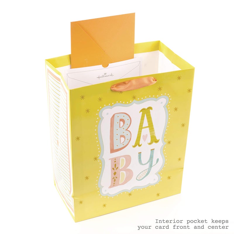 Hallmark 13" Large Gift Bag with Tissue Paper (B-A-B-Y, Yellow) for Baby Showers, New Parents and More - Image 5