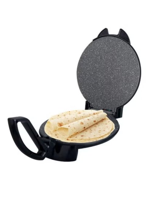 MATSU 10-Inch Electric Roti Maker – 1200W Non-Stick Chapati Press Machine with Durable Stainless Steel Body, Adjustable Temperature Control, Dual Indicator Lights, Safety Lock, Easy Clean Non-Stick Plates, Quick Heating, Instruction Manual Included – 220-240V Home Kitchen Appliance – Black – Efficient Flatbread Maker for Rotis, Parathas & Tortillas in UAE Kitchens
