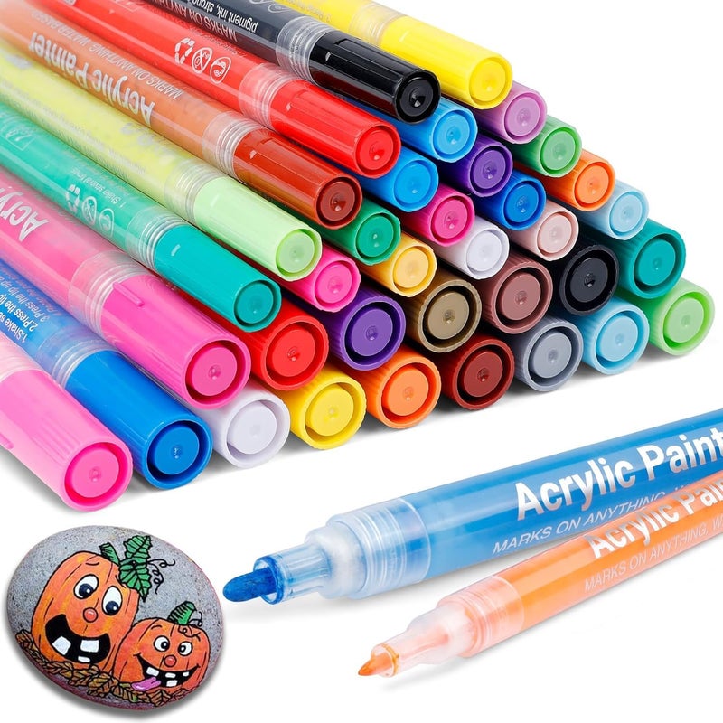 PLUSPOINT Acrylic Marker Colors Set 15 Bold Point Water-Based Paint Pens for Rock Painting, Canvas, Crafts, School Projects & More | Multicolor Acrylic Markers for Glass, Ceramic, Wood, Metal - Image 1