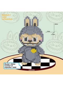 Caibao Many Manufacturers Labubu Puzzle Small Particles Mosaic Building Blocks Toy Bubble Mart-Color:39054 Gray Rabbit