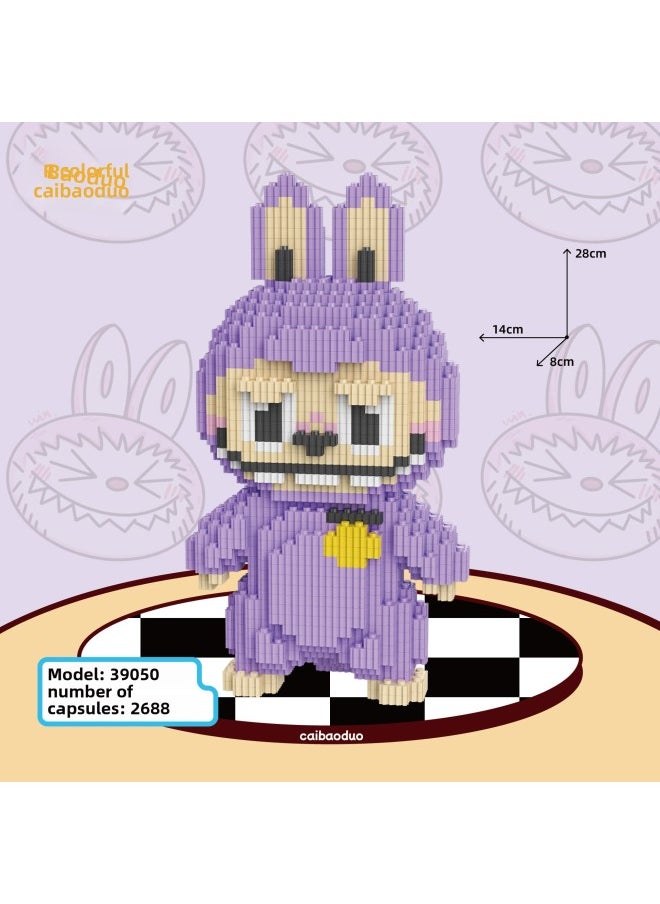 Generic - Caibao Many Manufacturers Labubu Puzzle Small Particles Mosaic Building Blocks Toy Bubble Mart-Color:39054 Gray Rabbit - Image 1