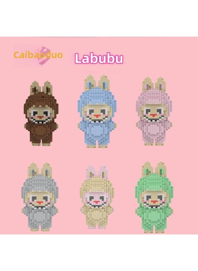 Generic - Caibao Many Manufacturers Labubu Puzzle Small Particles Mosaic Building Blocks Toy Bubble Mart-Color:39054 Gray Rabbit - Image 1