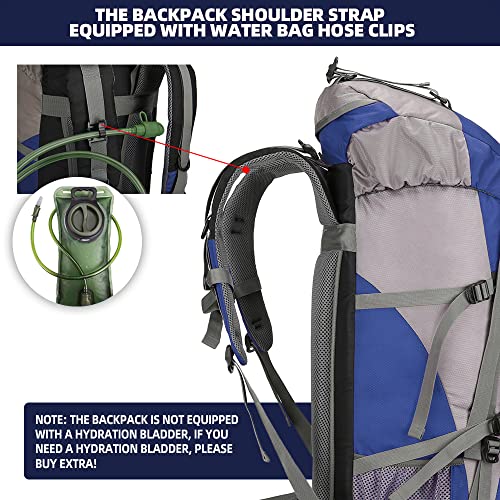 King'sGuard 70L Hiking Backpack Large Lightweight Waterproof Camping Backpack Travel Backpacking Backpack Daypack with Rain Cover -Frameless (Deep Blue) - Image 3