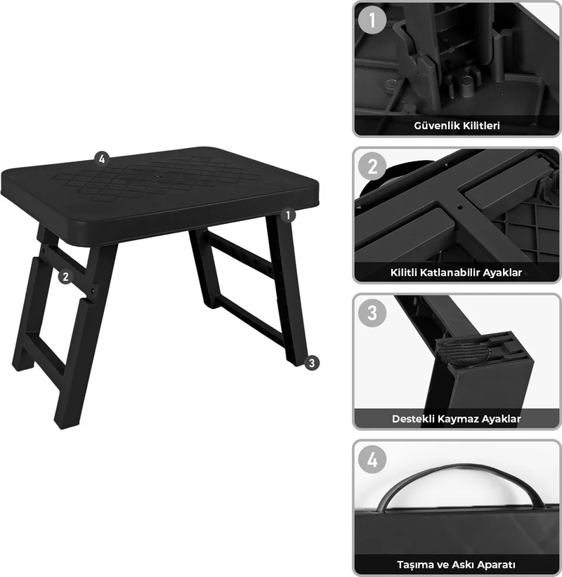 Pikas Foldable Table, Camping Table, Plastic Coffee Table, Camping Table, Balcony Table