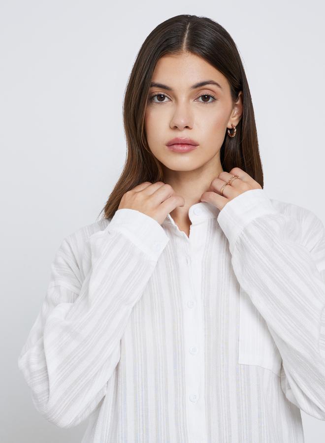 تايك تو بلوزة فضفاضة بتفاصيل بارزة الملمس - Image 3