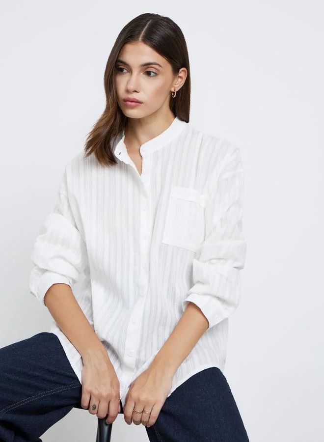 Take Two Take Two Women White Textured Oversized Shirts