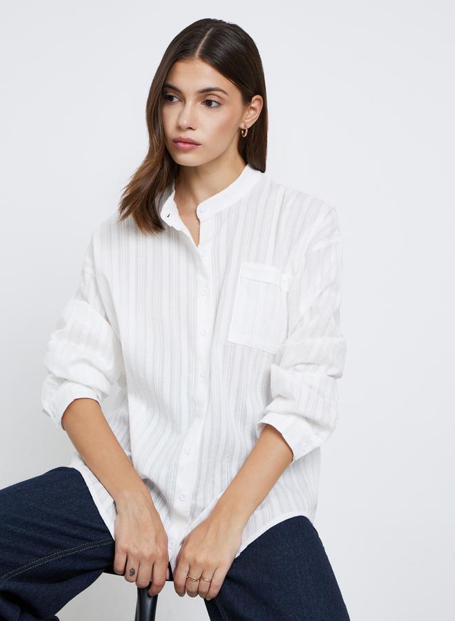 تايك تو بلوزة فضفاضة بتفاصيل بارزة الملمس - Image 2