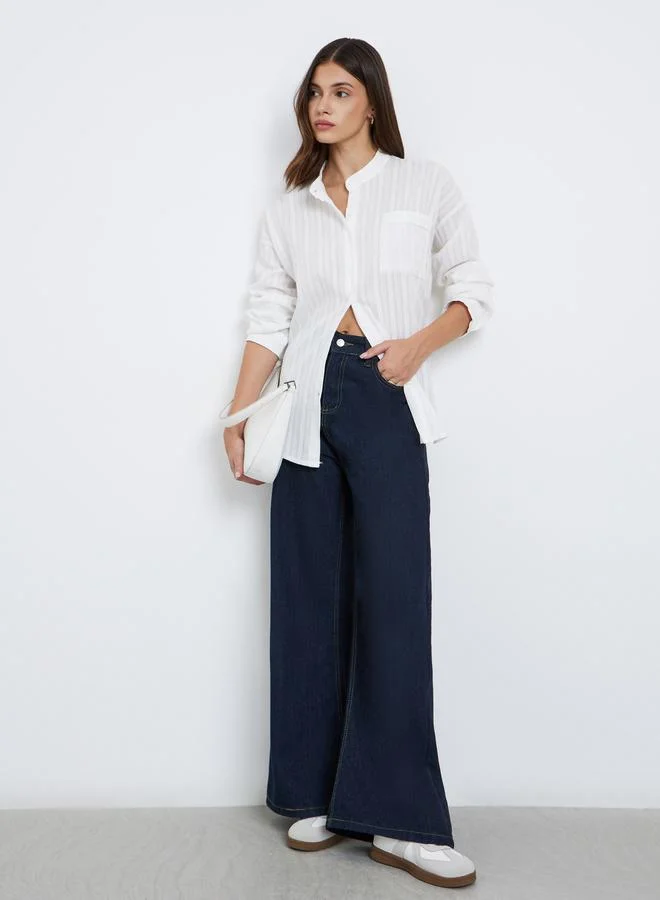 Take Two Take Two Women White Textured Oversized Shirts
