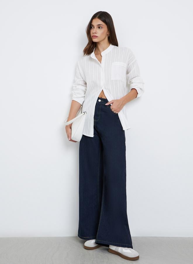 تايك تو بلوزة فضفاضة بتفاصيل بارزة الملمس - Image 1